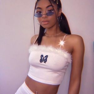 Butterfly embroidered cami top